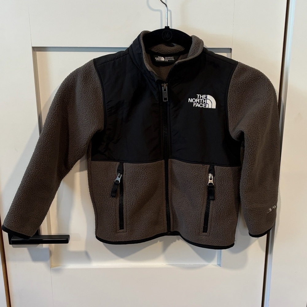 The North Face Denali2 Black & Gray/Green Fleece Jacket 4T